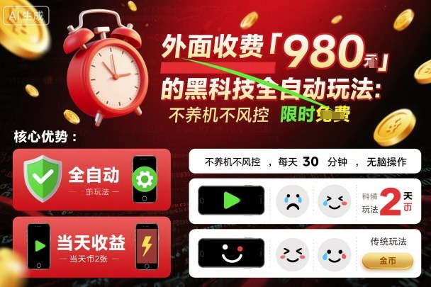 外面收费980的黑科技全自动玩法，不养机不风控，每天30分钟，无脑操作，当天收益2张【揭秘】-开心网创