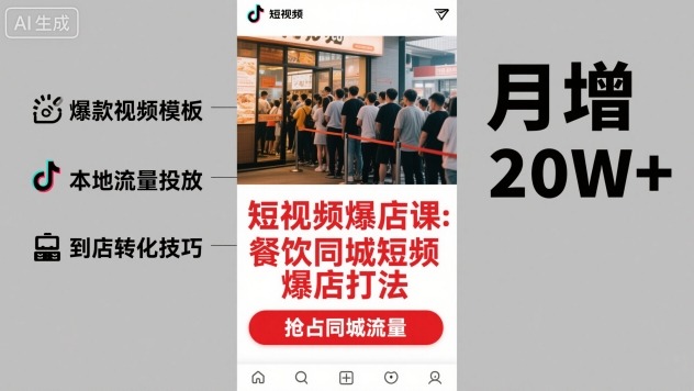 短视频爆店课，餐饮同城短视频爆店打法-开心网创