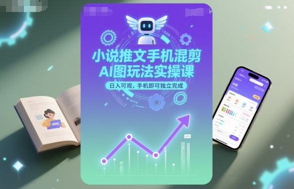 小说推文手机混剪AI图玩法实操课，日入可观，手机即可独立完成-开心网创