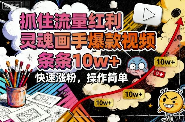 抓住流量红利，灵魂画手爆款视频，条条10w+，快速涨粉，操作简单-开心网创