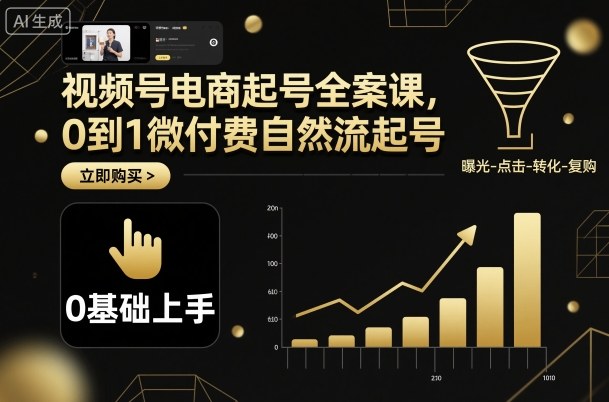 视频号电商起号全案课，0到1微付费自然流起号-开心网创