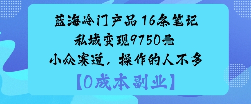 蓝海冷门产品：16条笔记私域变现9750米小众赛道，操作的人不多-开心网创