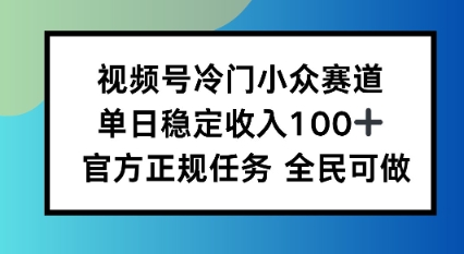 视频号小众赛道，单日稳定收入100+，适合所有人-开心网创