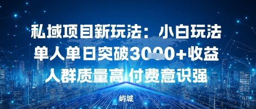 私域项目新玩法：小白玩法单人单日突破1k收益人群质量高付费意识强-开心网创