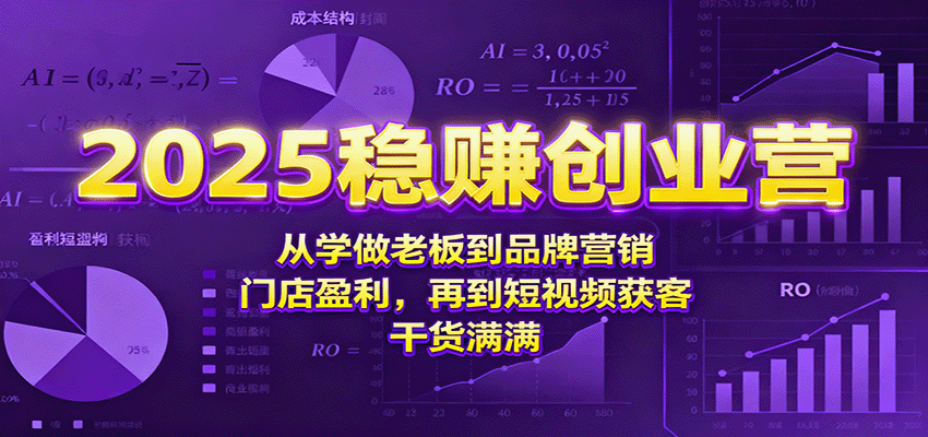 2025稳赚创业营：从学做老板到品牌营销、门店盈利，再到短视频获客，干货满满-开心网创