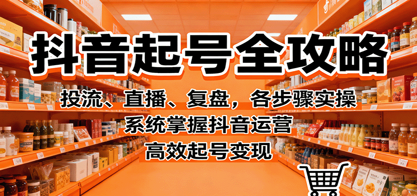 抖音起号全攻略，投流、直播、复盘，各步骤实操，系统掌握抖音运营，高效起号变现-开心网创