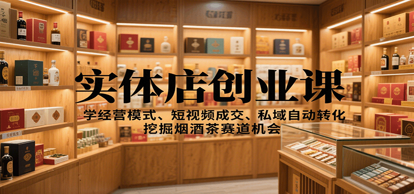 实体店创业课：学经营模式、短视频成交、私域自动转化，挖掘烟酒茶赛道机会-开心网创