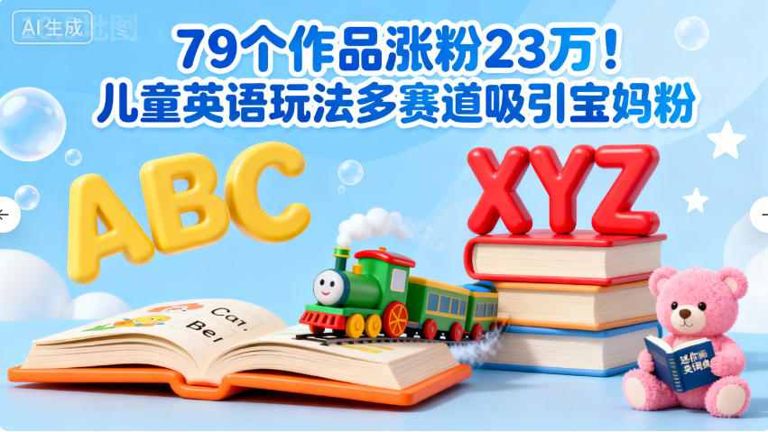 79个作品涨粉23w！儿童英语玩法多赛道吸引宝妈粉-开心网创