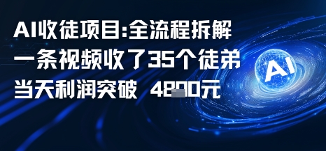 AI收徒项目全流程拆解一条视频收了三十几个徒弟，当天利润突破1k-开心网创
