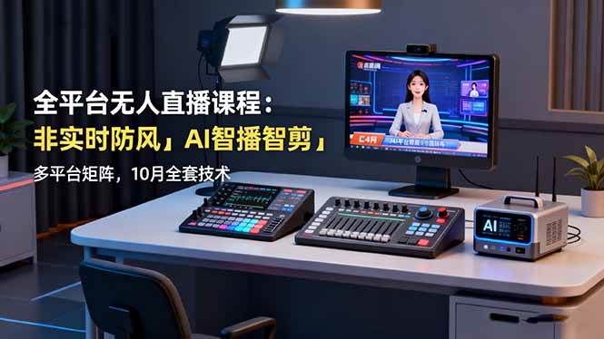 （16279期）全平台无人直播课程：非实时防风＋AI智播智剪＋多平台矩阵，10月全套技术-开心网创