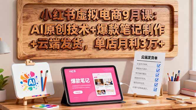 （16287期）小红书虚拟电商9月课：AI原创技术+爆款笔记制作+云端发货，单店月利3万+-开心网创