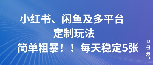 小红书、闲鱼及多平台定制玩法简单粗暴！每天稳定5张-开心网创