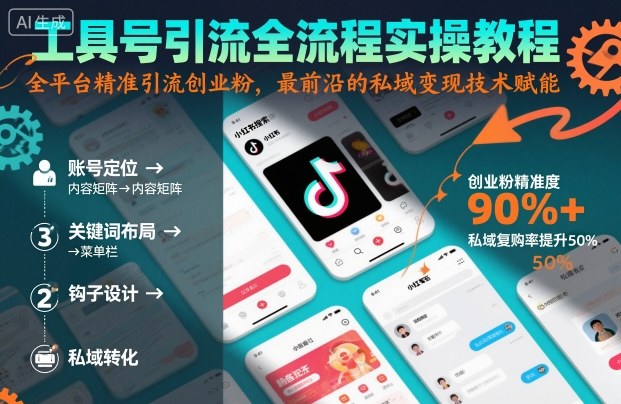 工具号引流全流程保姆级实操教程，全平台精准引流创业粉，最前沿的私域变现技术赋能-开心网创