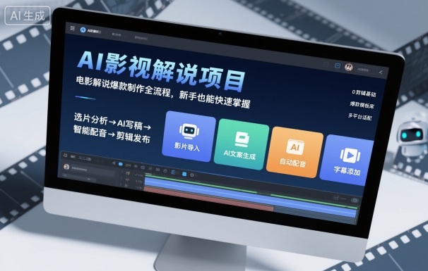 AI影视解说项目，电影解说爆款制作全流程，新手也能快速掌握-开心网创