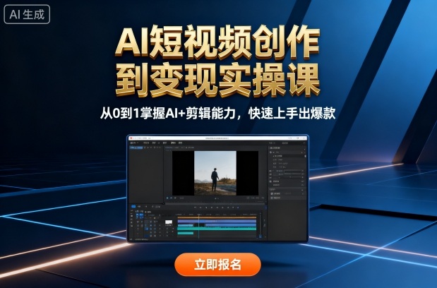 AI短视频创作到变现实操课，从0到1掌握AI+剪辑能力，快速上手出爆款（更新10月）-开心网创