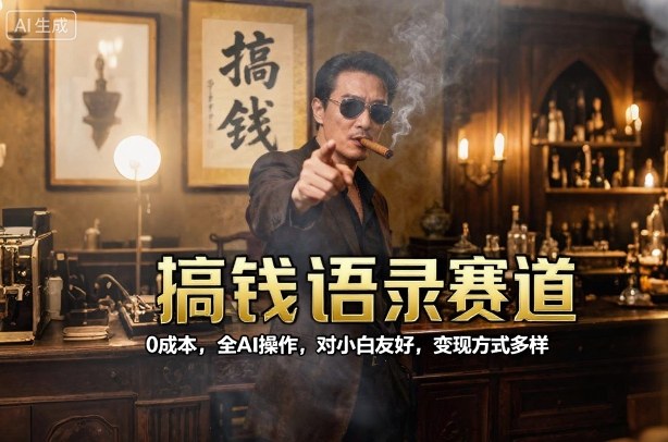 搞钱语录赛道，0成本，全AI操作，对小白友好，变现方式多样-开心网创