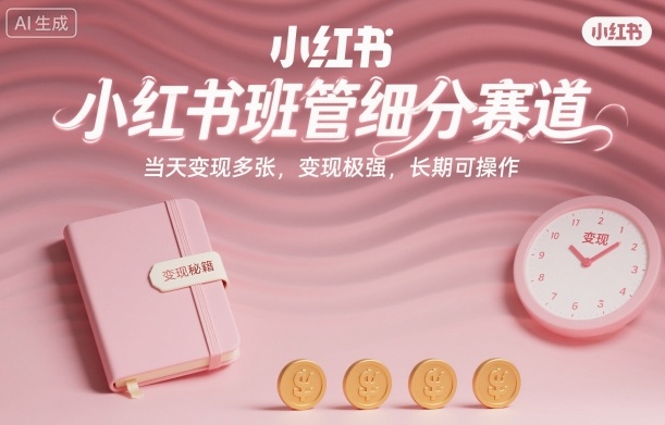 小红书班管细分赛道，当天变现多张，变现极强，长期可操作-开心网创