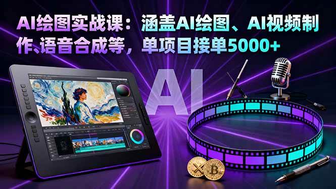 （16304期）AI绘图实战课：涵盖AI绘图、AI视频制作、语音合成等，单项目接单5000+-开心网创