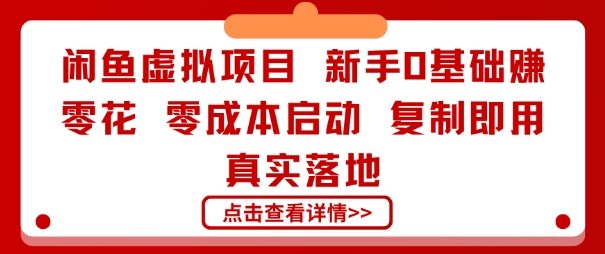 闲鱼虚拟项目，新手0基础賺零花，零成本启动，复制即用，真实落地-开心网创