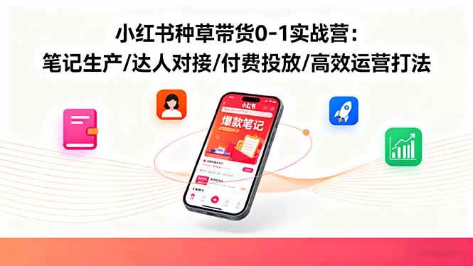 （16310期）小红书种草带货0-1实战营：笔记生产/达人对接/付费投放/高效运营打法-开心网创