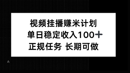 视频挂播賺米计划，单日稳定收益100+，长期可做【揭秘】-开心网创