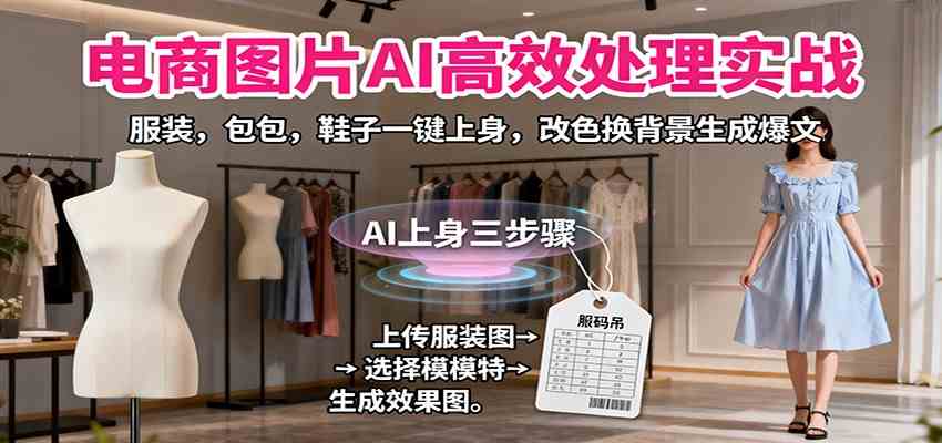 电商图片AI高效处理实战，服装，包包，鞋子一键上身，改色换背景生成爆文-开心网创