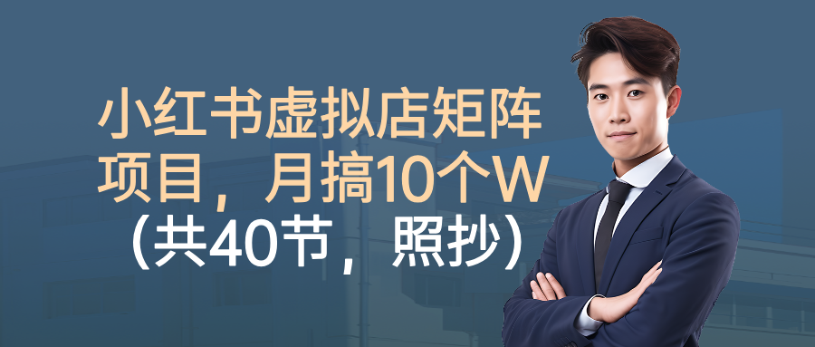 小红书虚拟店矩阵项目，月搞10W（共40节，照抄照做）-开心网创
