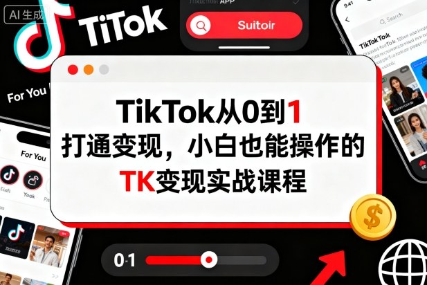 TikTok从0到1打通变现，小白也能操作的TK变现实战课程-开心网创