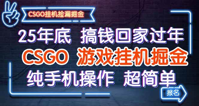 （16343期）25年底搞钱回家过年，CSGO游戏挂机掘金，纯手机操作超简单-开心网创