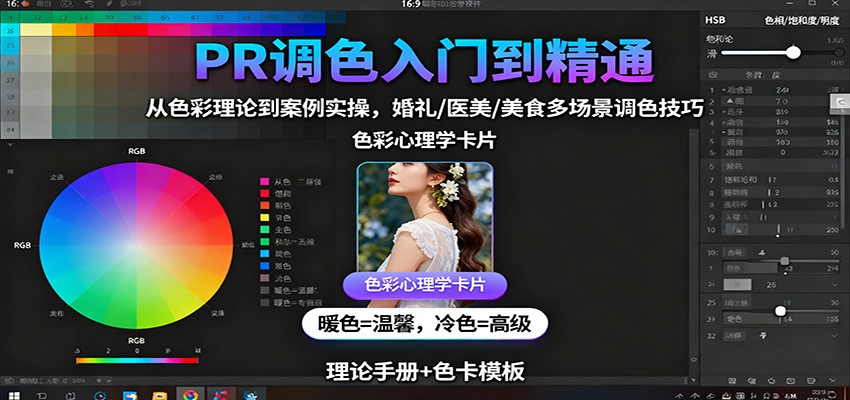 PR调色入门到精通：从色彩理论到案例实操，婚礼/医美/美食多场景调色技巧-开心网创