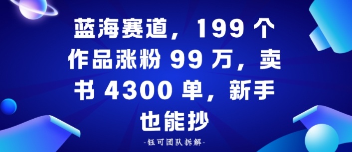蓝海赛道，199个作品涨粉99W，卖书4300单，新手也能抄-开心网创