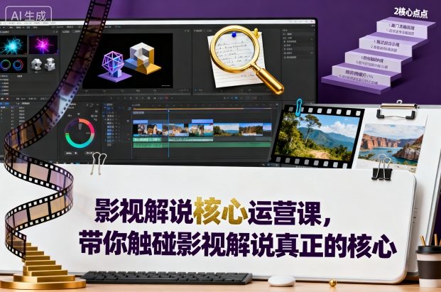 影视解说核心运营课，带你触碰影视解说真正的核心-开心网创
