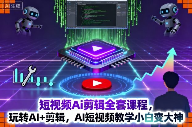 短视频Ai剪辑全套课程，玩转AI+剪辑，AI短视频教学小白变大神-开心网创