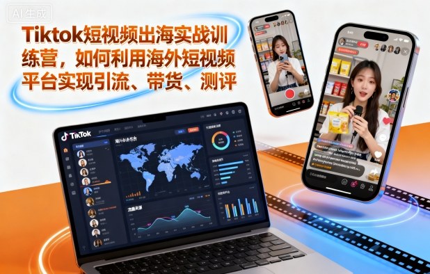 Tiktok短视频出海实战训练营，如何利用海外短视频平台实现引流、带货、测评-开心网创