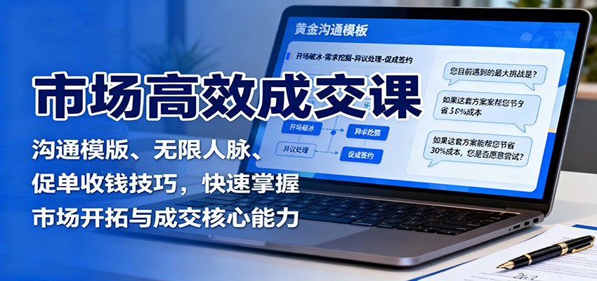 市场高效成交课：沟通模版、无限人脉、促单收钱技巧，快速掌握市场开拓与成交核心能力-开心网创