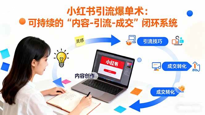 （16362期）小红书引流爆单术：构建一套低成本 可持续的“内容-引流-成交”闭环系统-开心网创