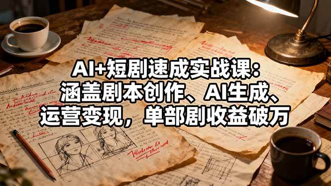 (16359期)AI+短剧速成实战课:涵盖剧本创作、AI生成、运营变现,单部剧收益破万-开心网创