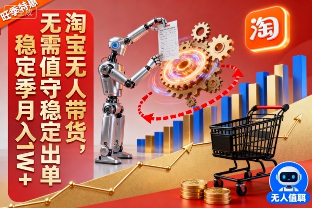 淘宝无人带货，无需值守稳定出单，电商旺季，稳定月入1W+-开心网创