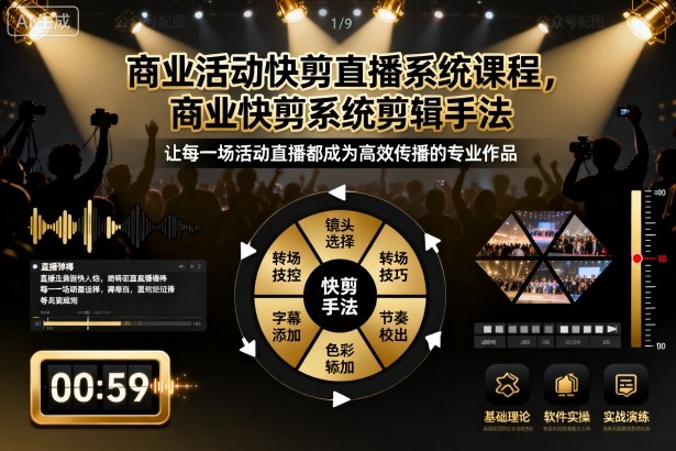 商业活动快剪直播系统课程,商业快剪系统剪辑手法-开心网创