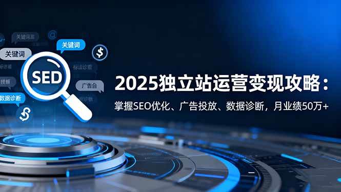 (16371期)2025独立站运营变现攻略:掌握SEO优化、广告投放、数据诊断,月业绩50万+-开心网创