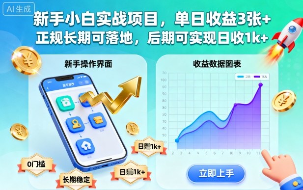 新手小白实战项目,单日收益3张+,正规长期可落地,后期可实现日收1k+【揭秘】-开心网创