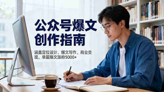 （16380期）公众号爆文创作指南，涵盖定位设计+爆文写作+商业变现，单篇爆文涨粉5000+-开心网创