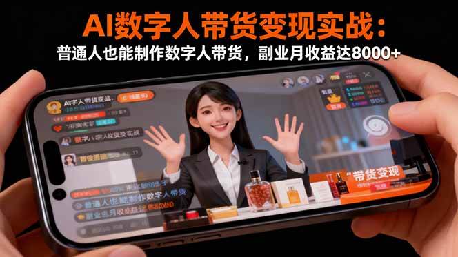 (16377期)AI数字人带货变现实战:普通人也能制作数字人带货,副业月收益达8000+-开心网创