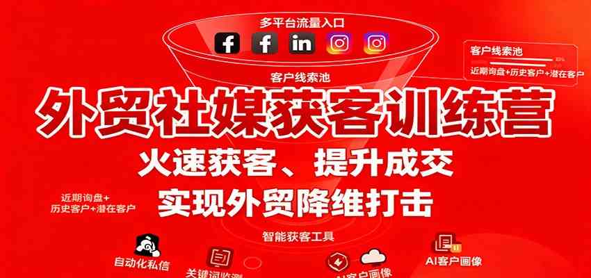 外贸社媒获客训练营，火速获客、提升成交，实现外贸降维打击-开心网创