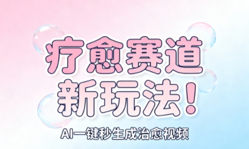 AI+疗愈+一键生成,一分钟一条素材,每天想要多少素材就多少素材,矩阵做,月入1W-开心网创