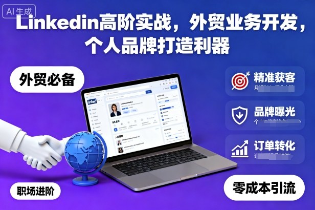 Linkedin高阶实战,外贸业务开发,个人品牌打造利器-开心网创