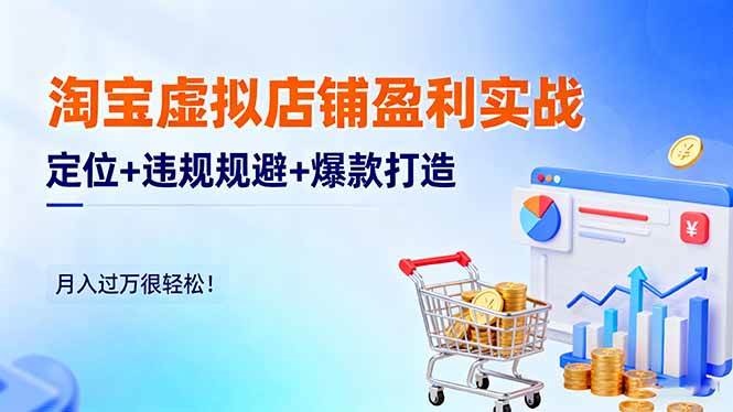 (16387期)淘宝虚拟店铺盈利实战:定位+违规规避+爆款打造,月入过万很轻松!-开心网创